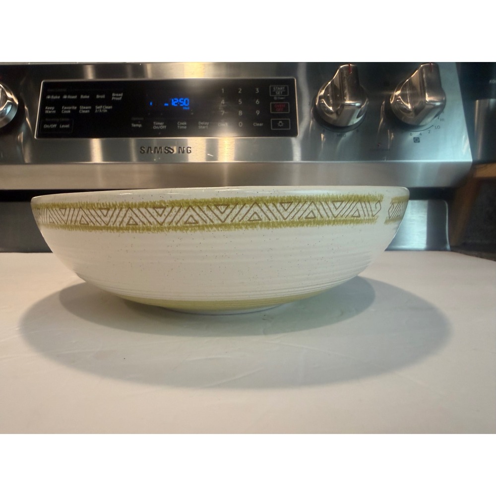 Franciscan Earthenware Toffee Serving Bowl Vintage MCM Green Cream 29-68 9 inch